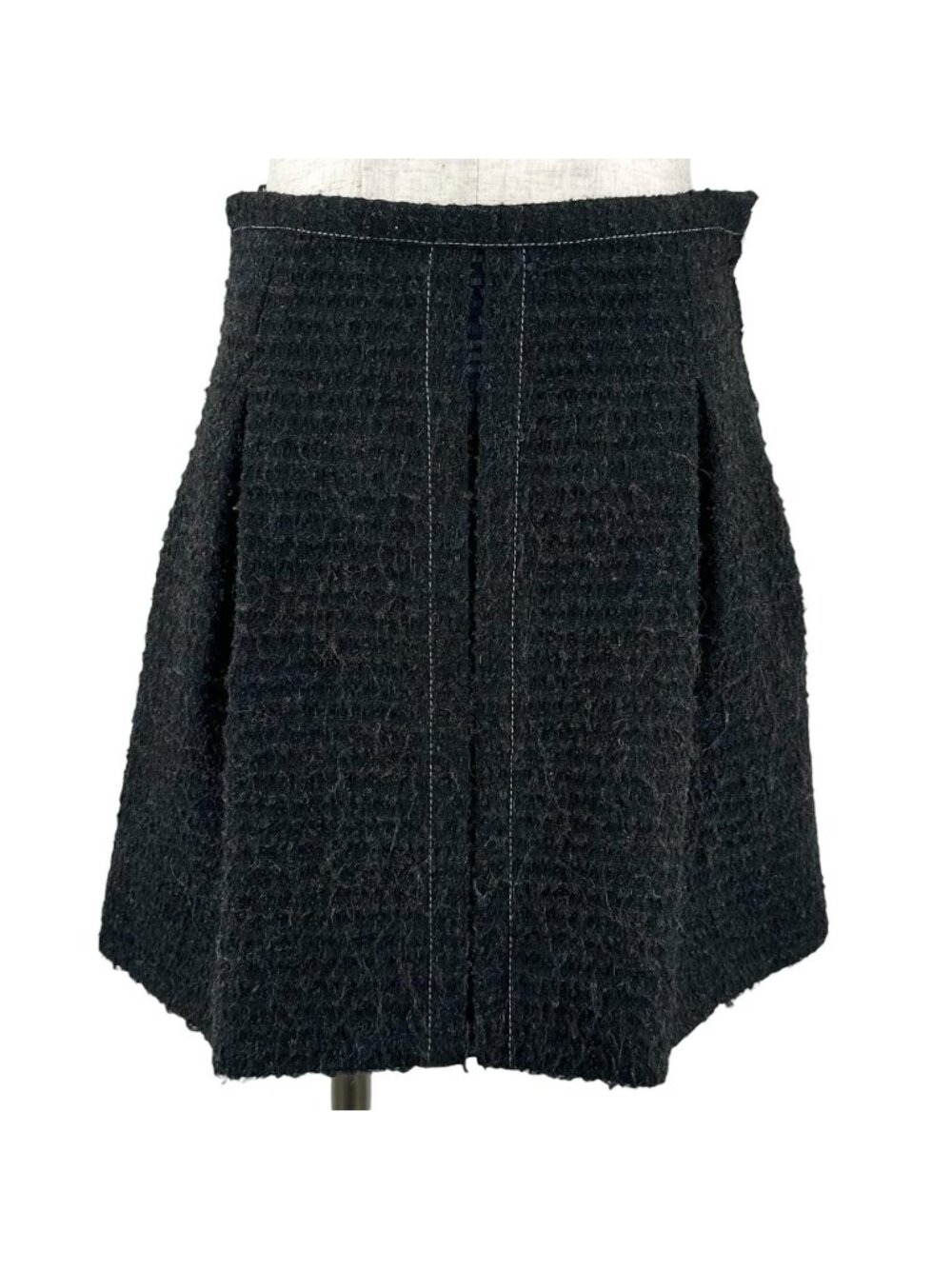 Louis Vuitton Box Pleats Tweed Skirt Black FR 34